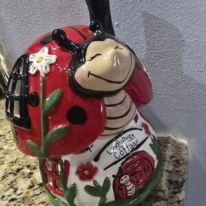 Ladybug Cottage Ceramic Teapot